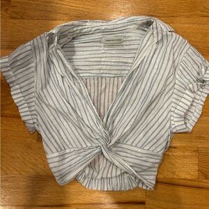 Urban Outfitters White and Blue Striped Shirt